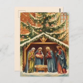 出生シーンクリスマスヴィンテージ ポストカード (正面/裏面)