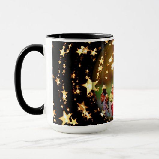 出生シーンクリブヴァージンメアリー乳児イエススターズ マグカップ (左)