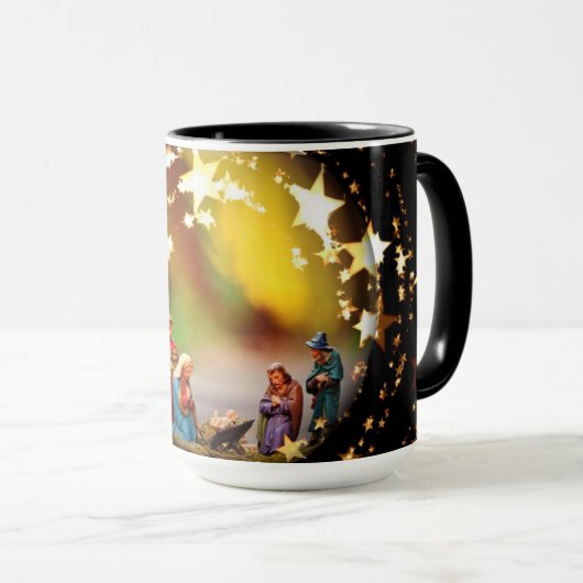 出生シーンクリブヴァージンメアリー乳児イエススターズ マグカップ (正面右)