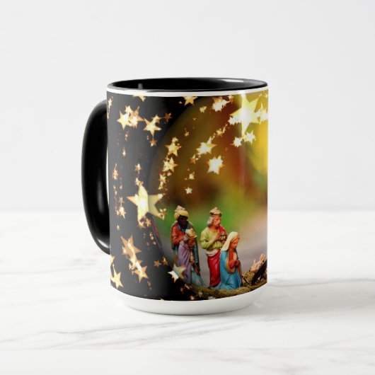 出生シーンクリブヴァージンメアリー乳児イエススターズ マグカップ (正面左)