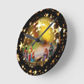 出生シーンクリブヴァージンメアリー乳児イエズスターズ ラウンド壁時計 (傾斜)