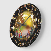 出生シーンクリブヴァージンメアリー乳児イエズスターズ ラージ壁時計 (傾斜)