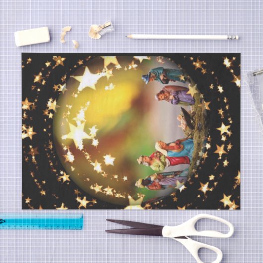 出生シーンクリブヴァージンメアリー乳児イエズスターズ 薄葉紙 (クラフト)