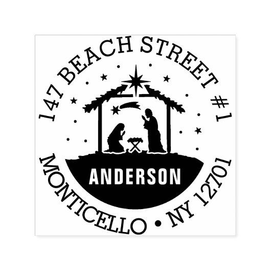 出生シーンベビーイエスキリスト差出人住所 セルフインキングスタンプ (デザイン)