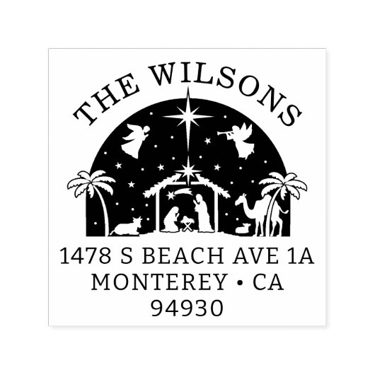 出生シーンベビーイエスキリスト差出人住所 セルフインキングスタンプ (デザイン)