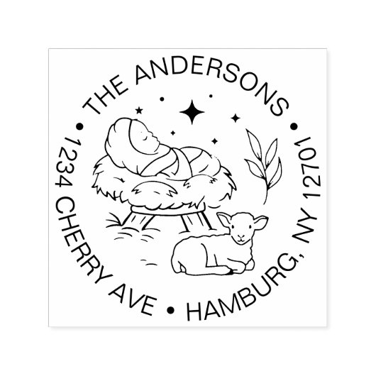 出生シーンベビーイエスキリスト差出人住所 セルフインキングスタンプ (デザイン)