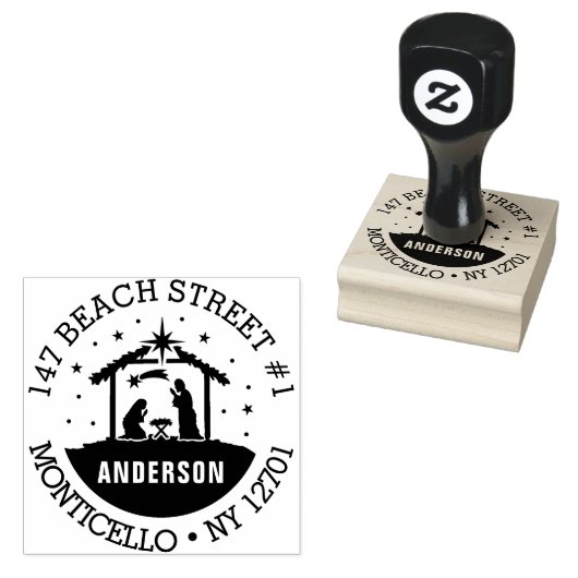 出生シーンベビーイエスキリスト差出人住所 ラバースタンプ (押印)