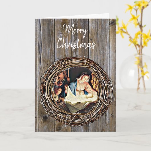 出生シーンベビーイエスヴァージンメアリークリスマス カード (黄色い花)