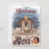 出生シーンベビーイエズフォトメリークリスマス シーズンカード (正面)