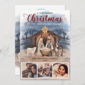 出生シーンベビーイエズフォトメリークリスマス シーズンカード (正面/裏面)