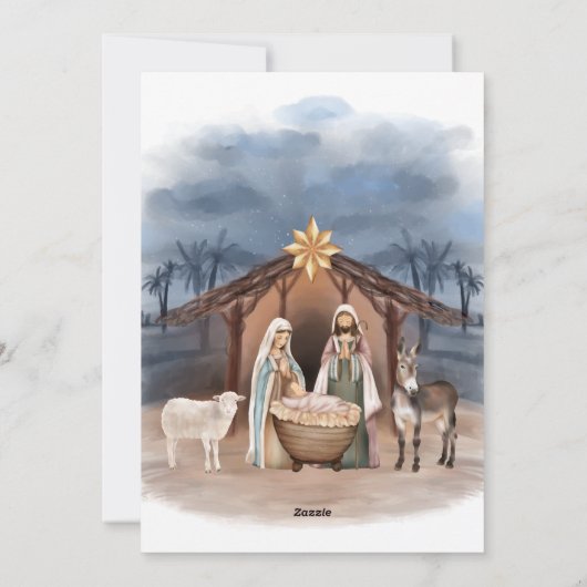 出生シーンベビーイエズフォトメリークリスマス シーズンカード (裏面)