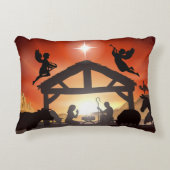 出生シーンホリデー宗教的なクリスマス アクセントクッション (正面)