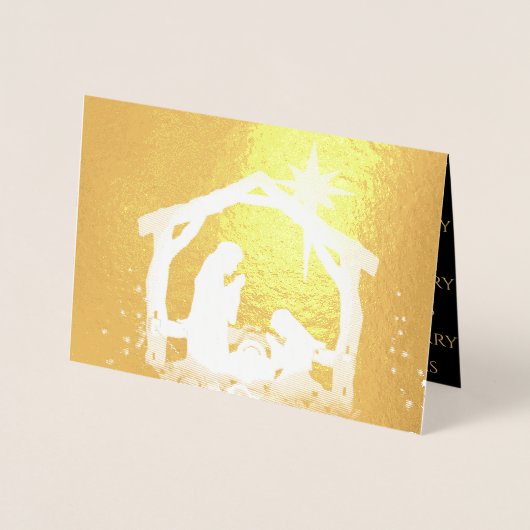 出生シーンラグジュアリー金ゴールドクリスマス 箔カード (正面)