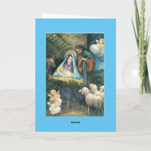 出生シーンヴィンテージクリスマスグリーティングカード シーズンカード (裏面)