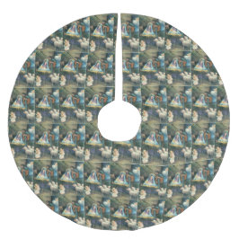 出生シーンヴィンテージクリスマスツリースカート ブラッシュドポリエステルツリースカート