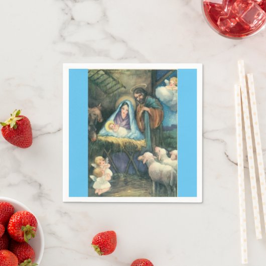 出生シーンヴィンテージクリスマス紙ナプキンス スタンダードカクテルナプキン (インサイチュ)