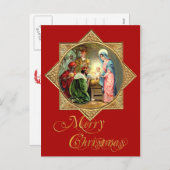 出生シーン内の金ゴールド、エンボススター シーズンポストカード (正面/裏面)