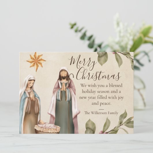 出生シーン宗教的なクリスマス シーズンカード (スタンド正面)