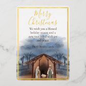 出生シーン宗教的クリスマスホリデーカード 箔シーズンカード (正面)