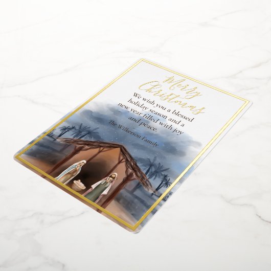 出生シーン宗教的クリスマスホリデーカード 箔シーズンカード (回転した状態)