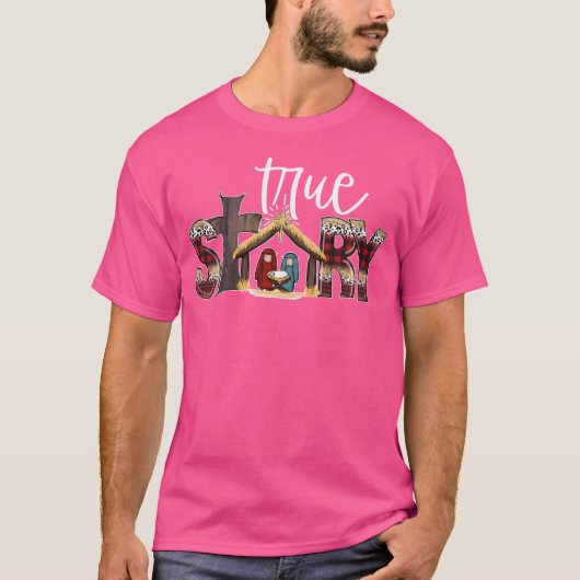 出生シーン実話の信仰に基づくクリスマスCh Tシャツ (正面)