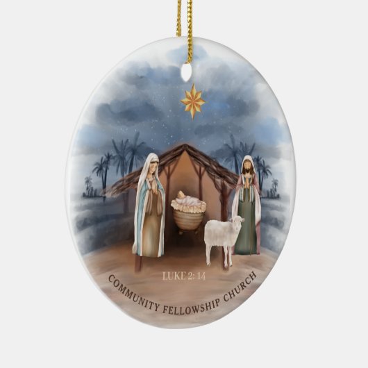 出生シーン教会の名前クリスチャンクリスマス セラミックオーナメント (右)