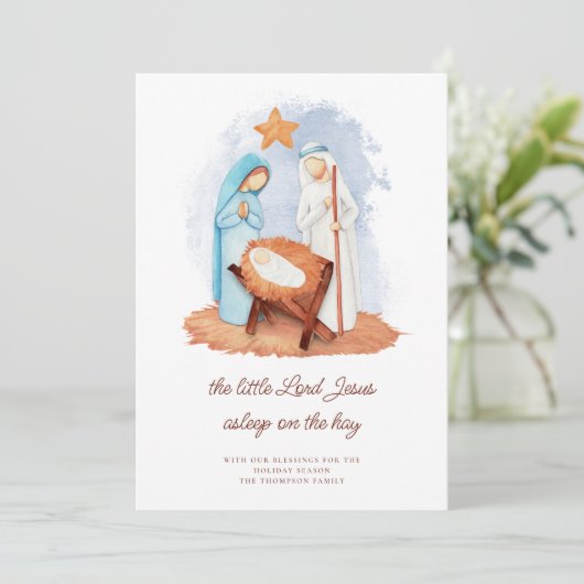 出生シーン眠っているヘイの写真のクリスマス シーズンカード (スタンド正面)