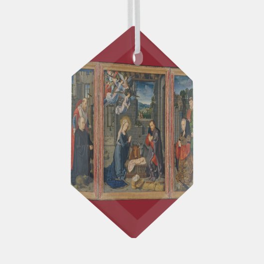 出生シーン美しい宗教イエズスクリスマス ガラスオーナメント (正面右)