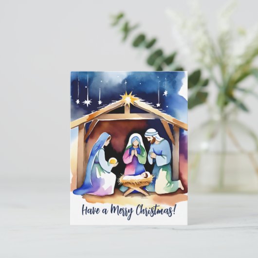 出生シーン聖降誕祭の挨拶の宗教的 ポストカード (スタンド正面)