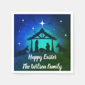 出生シーン – ハッピーイースター | スタンダードカクテルナプキン (正面)