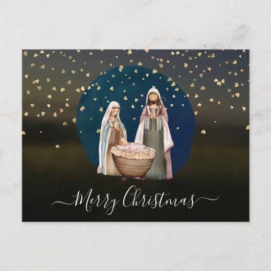 出生シーン，メアリー，ジョセフ，ベビーイエス・クリスマス ポストカード (正面)