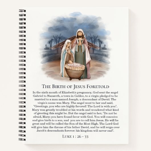 出生シーン – メアリー、ジョセフ&生まれたばかりのベビーイエス ノートブック (正面)