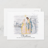 出生シーン – メアリー、ジョセフ&生まれたばかりのベビーイエス ポストカード (正面/裏面)