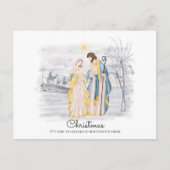 出生シーン – メアリー、ジョセフ&生まれたばかりのベビーイエス ポストカード (正面)