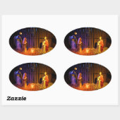 出生シーンChristmas Display in Washington DC 楕円形シール (シート)