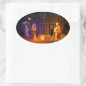 出生シーンChristmas Display in Washington DC 楕円形シール (バッグ)