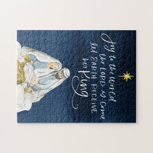 出生ジョイウォーターカラー宗教クリスマス ジグソーパズル (横)