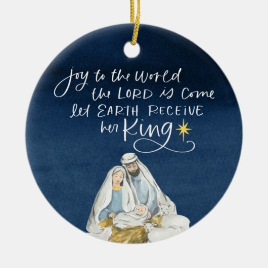 出生ジョイ水の色の宗教クリスマス セラミックオーナメント (正面)