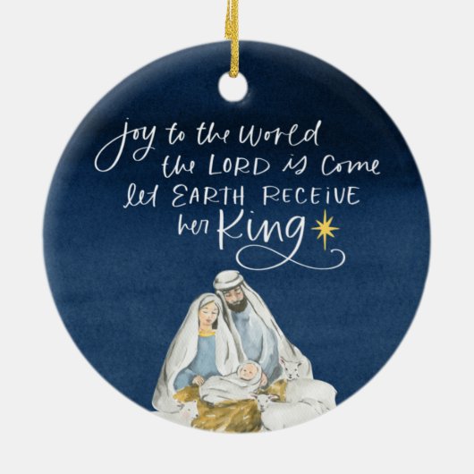 出生ジョイ水の色の宗教クリスマス セラミックオーナメント (裏面)