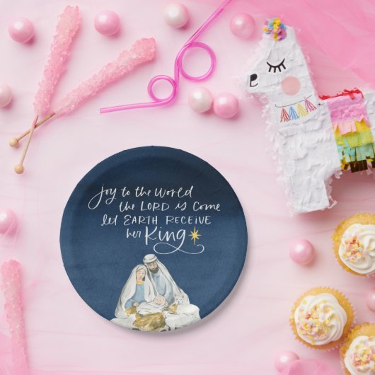 出生ジョイ水の色の宗教クリスマス ペーパープレート (パーティー)