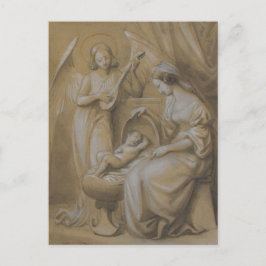 出生スケッチヴァージンメアリーベビーイエスエンジェルクリブ シーズンポストカード