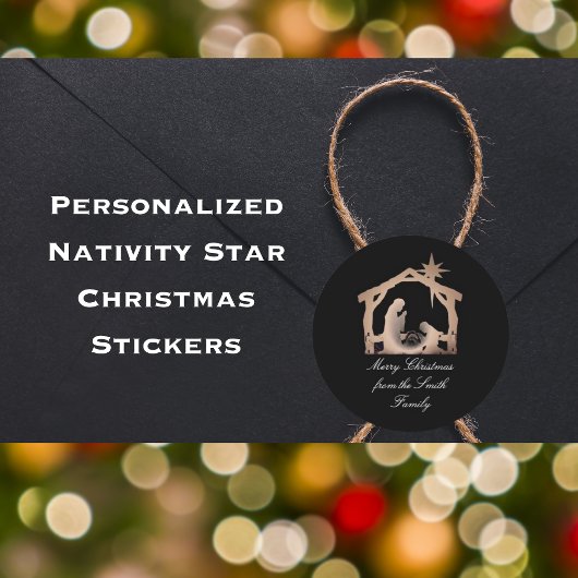 出生スターパーソナライズされたクリスマスステッカー ラウンドシール