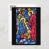 出生ステンドグラスのクリスマス シーズンポストカード (正面/裏面)