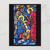 出生ステンドグラスのクリスマス シーズンポストカード (正面)