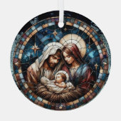 出生ステンドグラスアート、救い主イエス誕生 ガラスオーナメント (裏面)