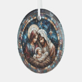 出生ステンドグラスアート、救い主イエス誕生 ガラスオーナメント (正面左)