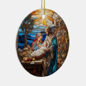 出生ステンドグラスアート、救い主イエス誕生 セラミックオーナメント (右)