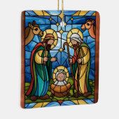 出生ステンドグラスアート、救い主イエス誕生 セラミックオーナメント (右)