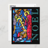 出生ステンドグラスノエルと子羊と羊飼い シーズンポストカード (正面/裏面)