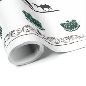 出生テーマ，赤，金ゴールド，緑バロック ラッピングペーパー (ロールコーナー)